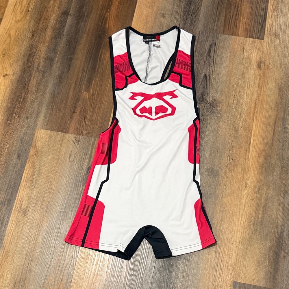 Nasty Pig Wrestling Singlet in Red and White size medium